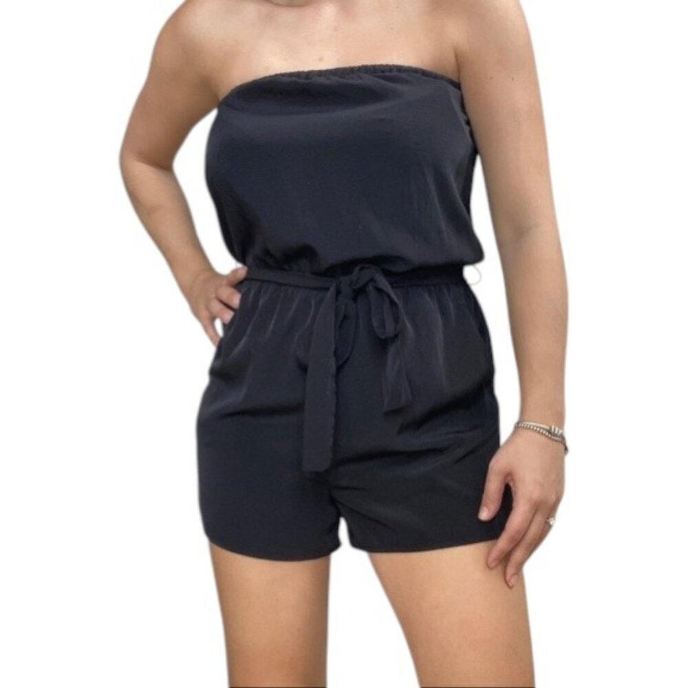 Forever 21 black strapless tube romper size S